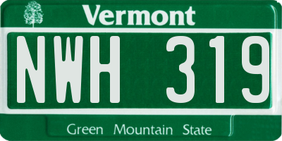 VT license plate NWH319