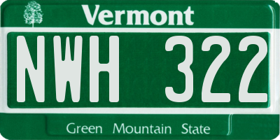 VT license plate NWH322