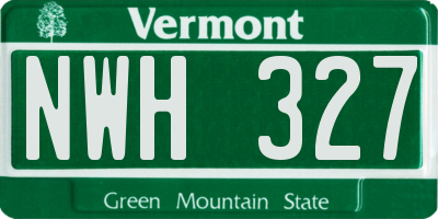 VT license plate NWH327
