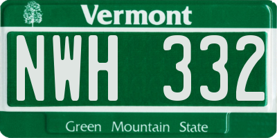 VT license plate NWH332