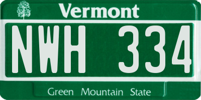 VT license plate NWH334