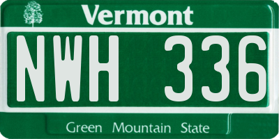 VT license plate NWH336
