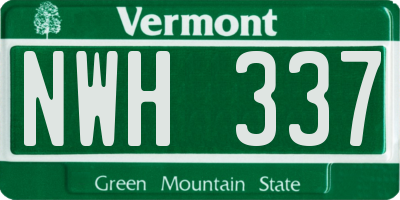 VT license plate NWH337