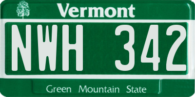 VT license plate NWH342