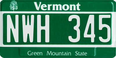 VT license plate NWH345