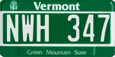 VT license plate NWH347
