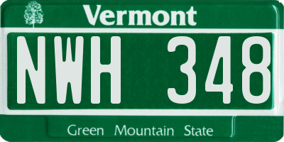 VT license plate NWH348