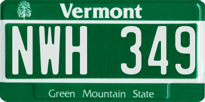 VT license plate NWH349