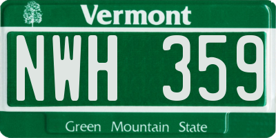 VT license plate NWH359