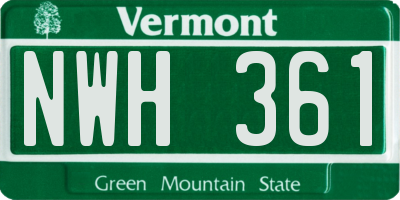 VT license plate NWH361