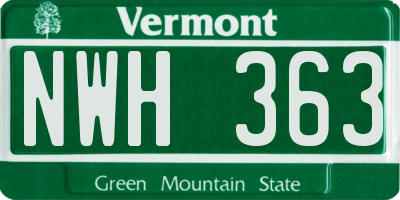 VT license plate NWH363