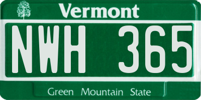 VT license plate NWH365