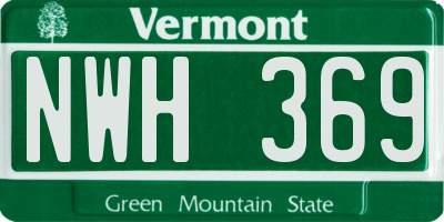 VT license plate NWH369