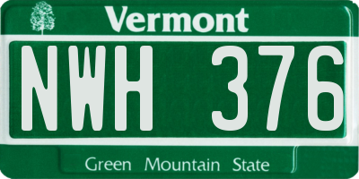 VT license plate NWH376