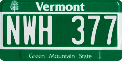 VT license plate NWH377