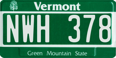 VT license plate NWH378
