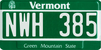 VT license plate NWH385