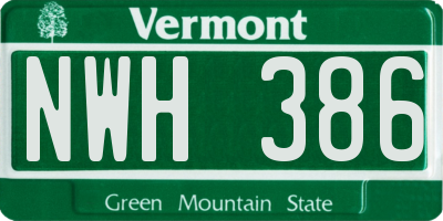 VT license plate NWH386