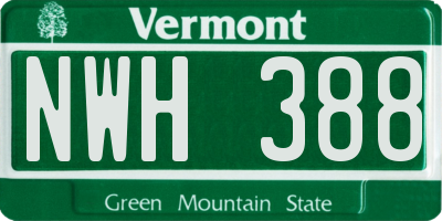 VT license plate NWH388