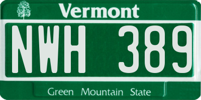 VT license plate NWH389