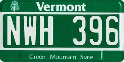 VT license plate NWH396