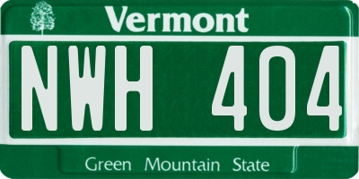VT license plate NWH404