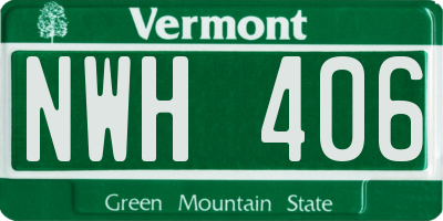 VT license plate NWH406