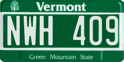 VT license plate NWH409