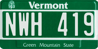 VT license plate NWH419
