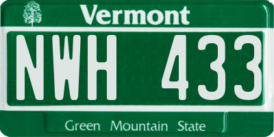 VT license plate NWH433