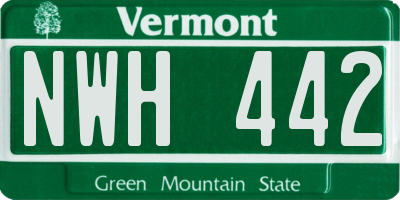 VT license plate NWH442