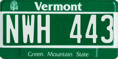 VT license plate NWH443