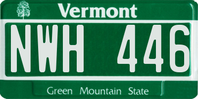 VT license plate NWH446