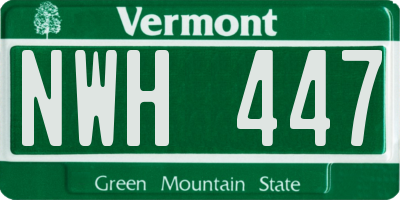 VT license plate NWH447