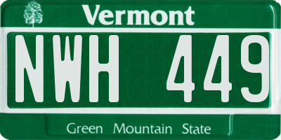 VT license plate NWH449