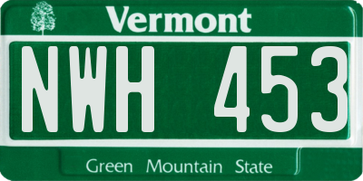 VT license plate NWH453