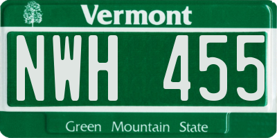 VT license plate NWH455