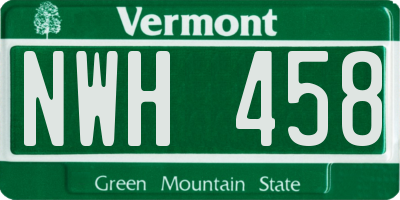 VT license plate NWH458