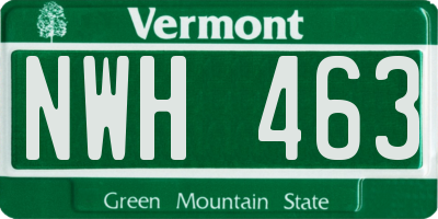 VT license plate NWH463