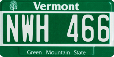 VT license plate NWH466