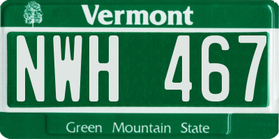 VT license plate NWH467
