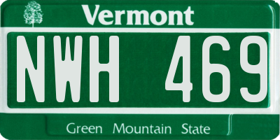 VT license plate NWH469