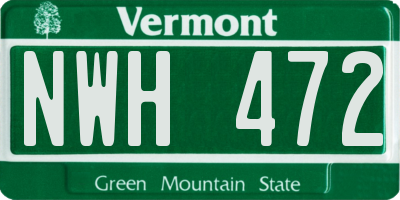 VT license plate NWH472