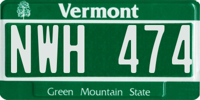 VT license plate NWH474