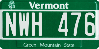 VT license plate NWH476