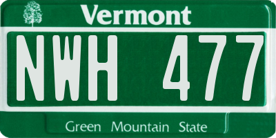 VT license plate NWH477