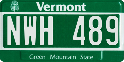 VT license plate NWH489