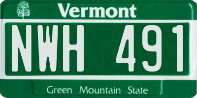 VT license plate NWH491
