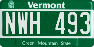 VT license plate NWH493