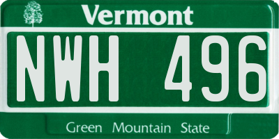 VT license plate NWH496